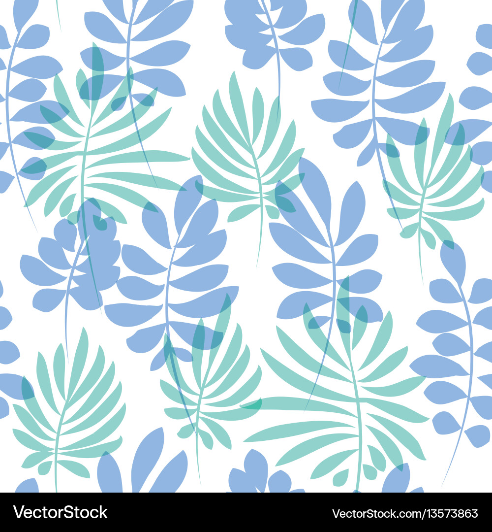 Tender pale blue and green tropical leaves Tender pale blue and green tropical leaves vector image