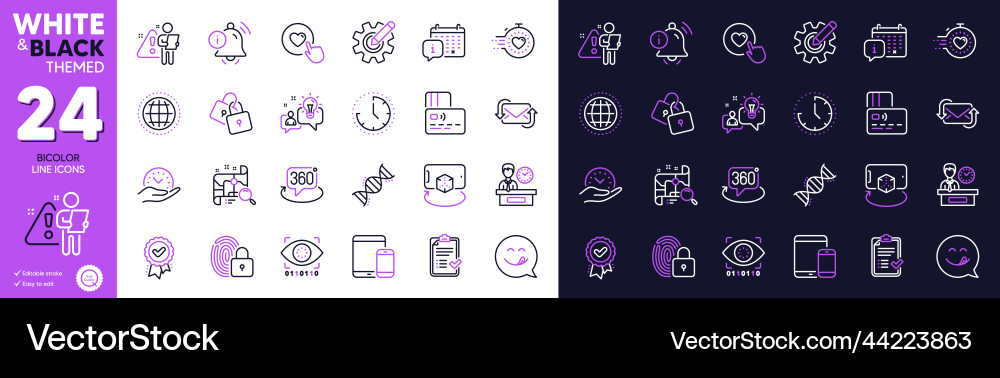 Time approved checklist and search map line icons Time approved checklist and search map line icons vector image