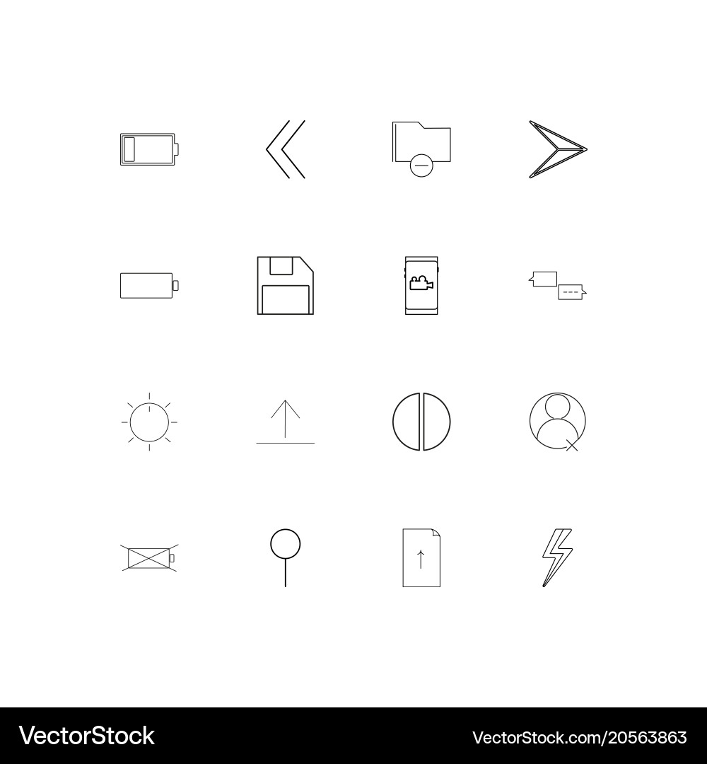User interface simple linear icons set outlined vector image