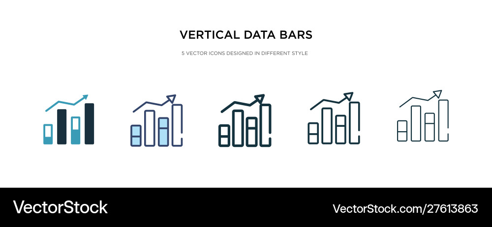 Vertical data bars icon in different style two Vector Image
