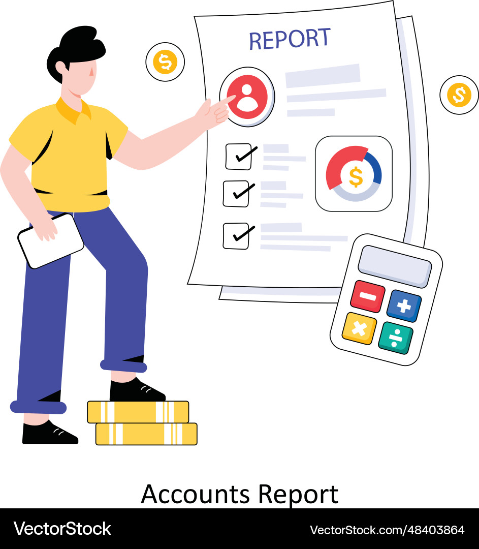 Accounts report flat style design Vector Image