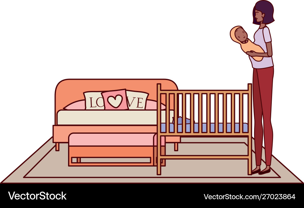 Afro Schwangerschaft Mutter heben kleine Baby Afro Schwangerschaft Mutter heben kleine Baby vektorbild
