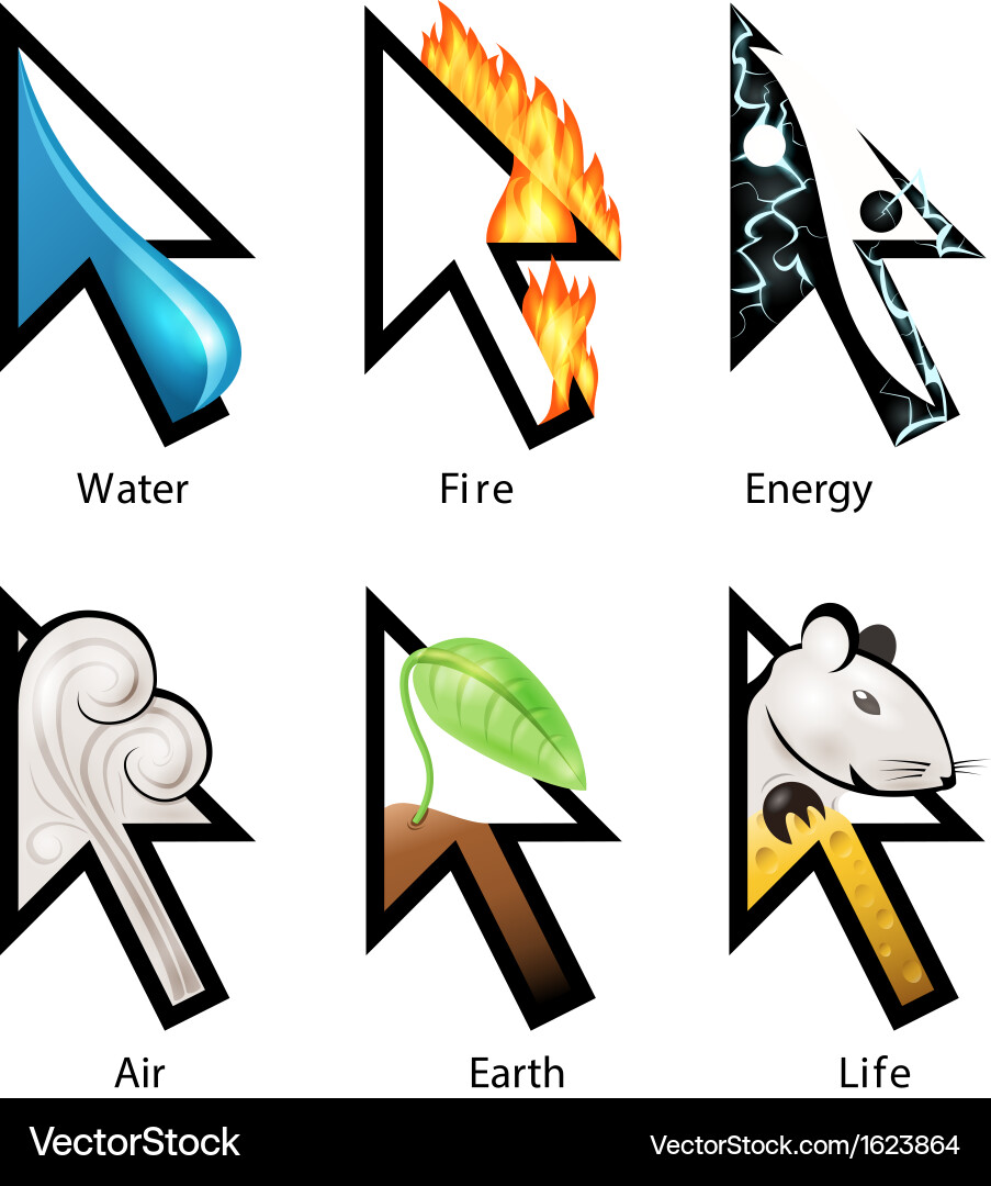 Awesome cursor set with elements of life vector image