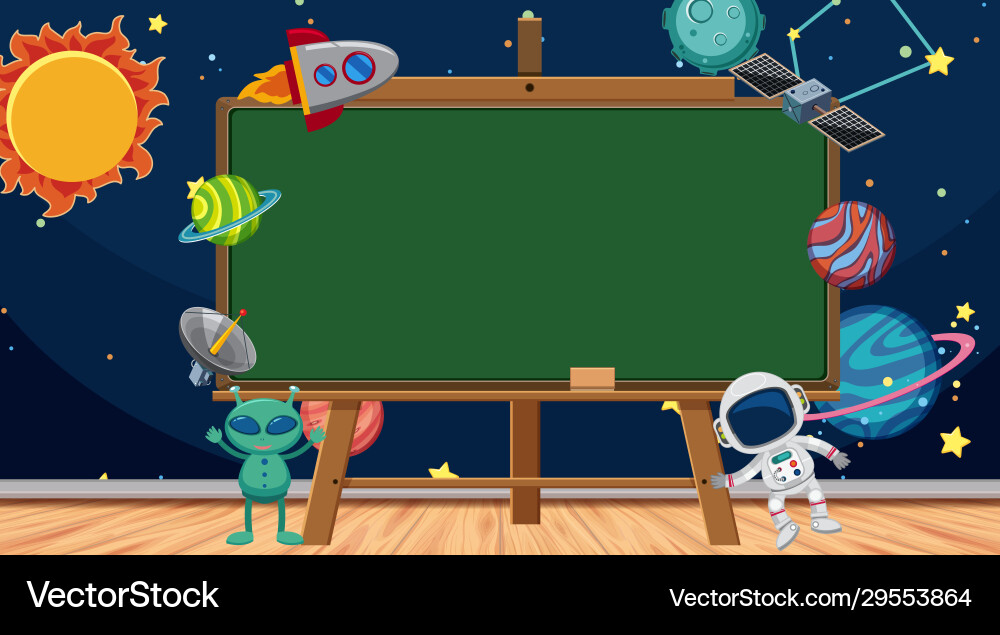 Border template with space theme in background Border template with space theme in background vector image