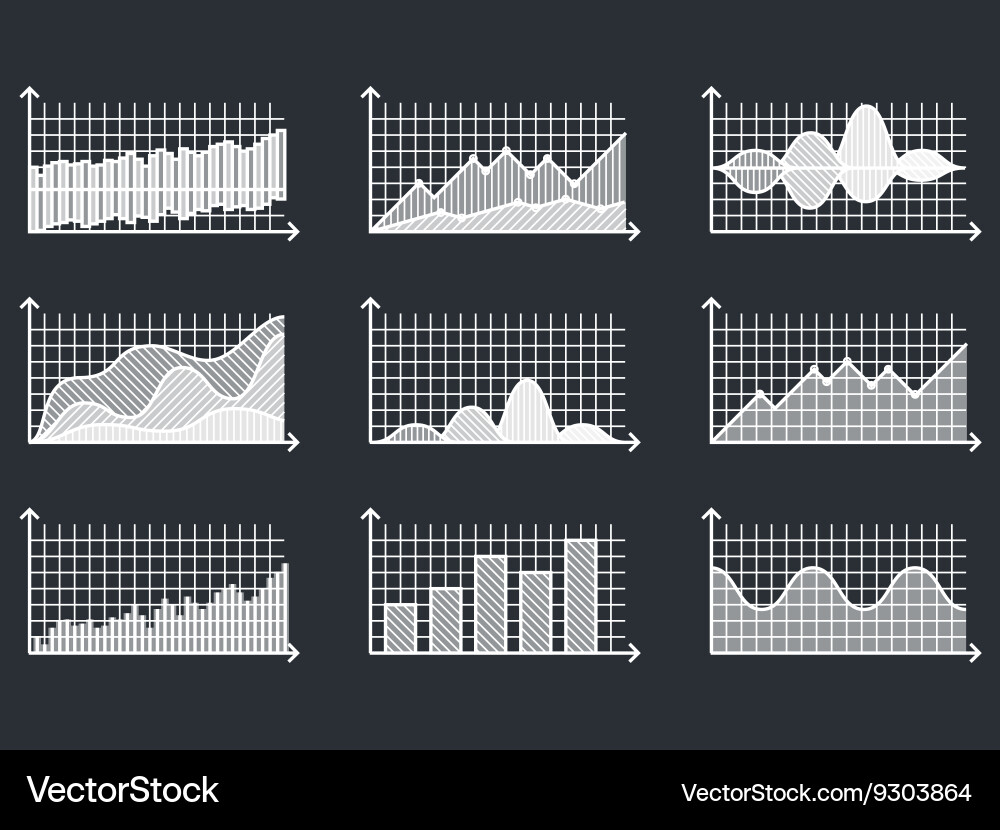 Charts in thin line style outline graphs vector image