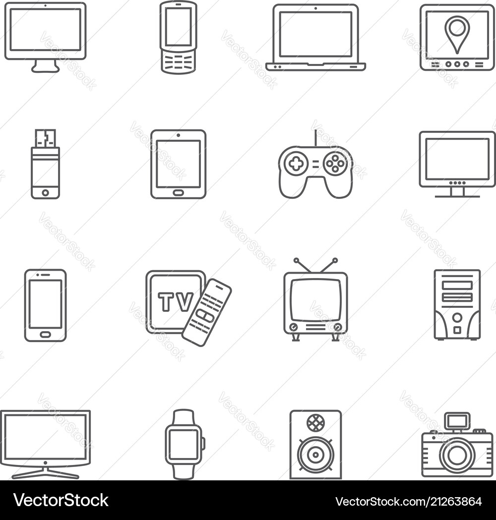 Digital Devices & Tech Icons Vector Image