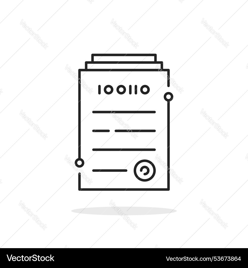 Digital document or contract thin line icon Vector Image