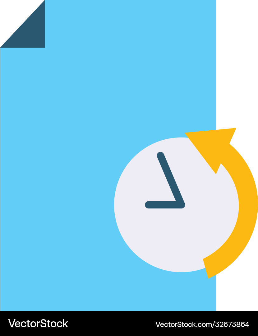Document page and clock with arrow icon flat Vector Image
