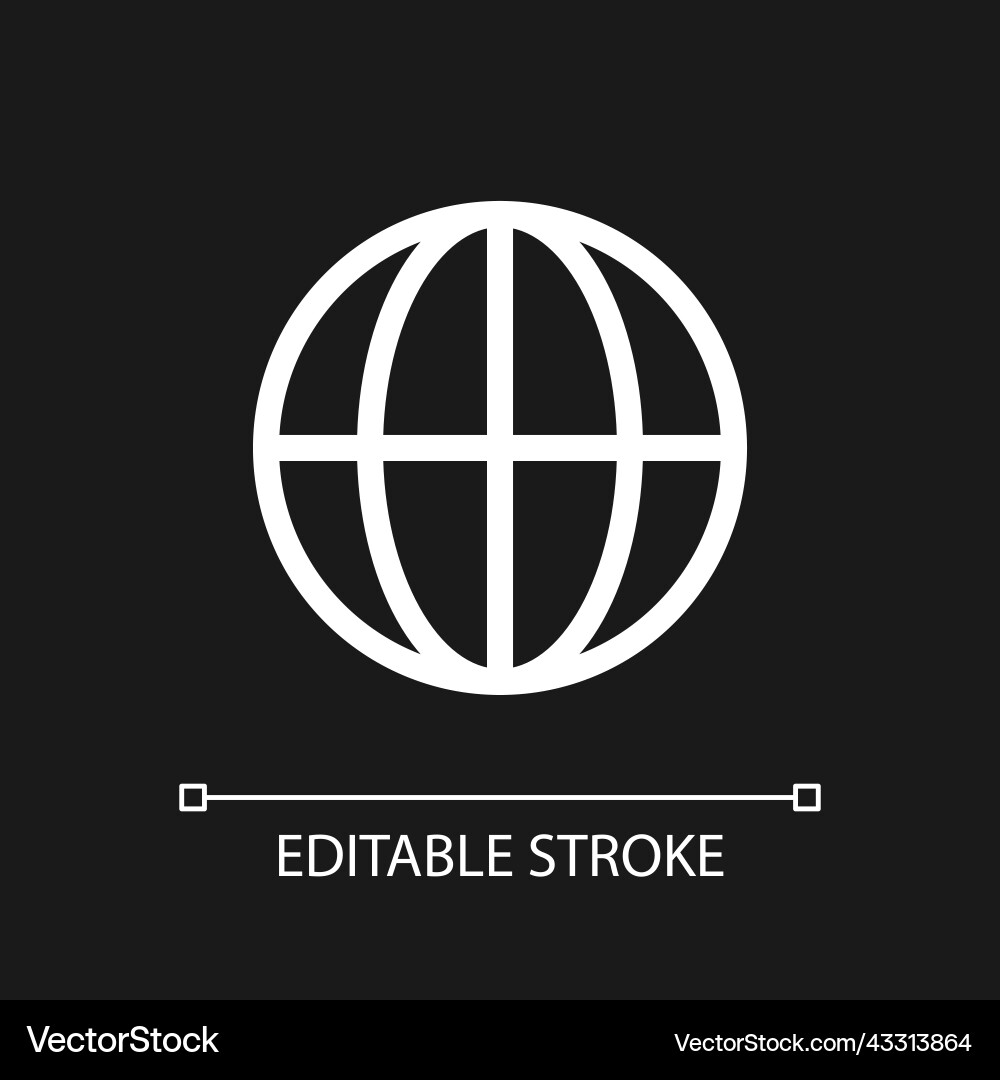 Globe pixel perfect white linear ui icon for dark Globe pixel perfect white linear ui icon for dark vector image