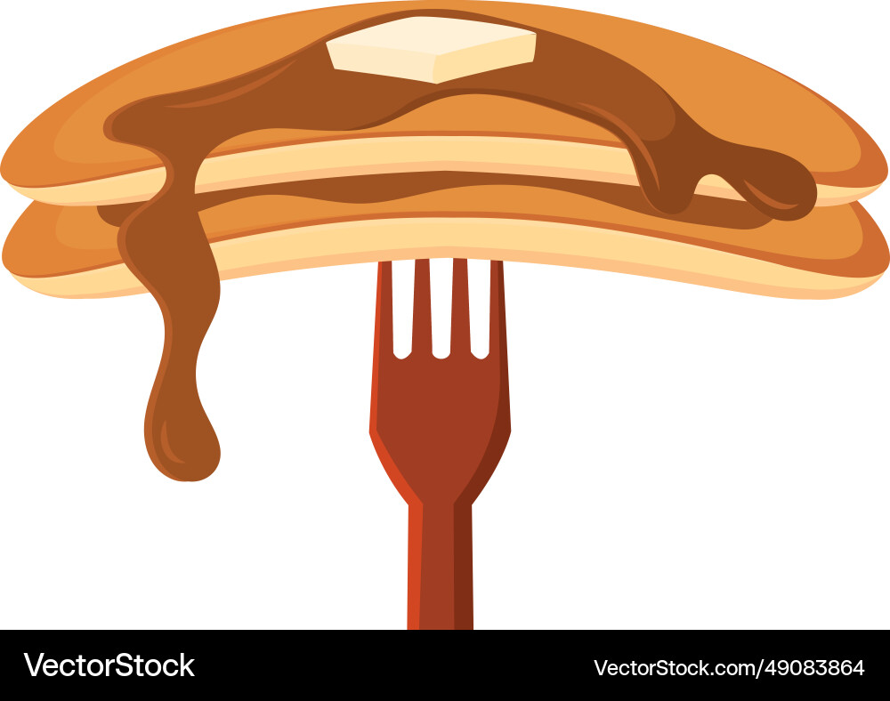 Isolated pancake with butter and syrup Isolated pancake with butter and syrup Vector Image