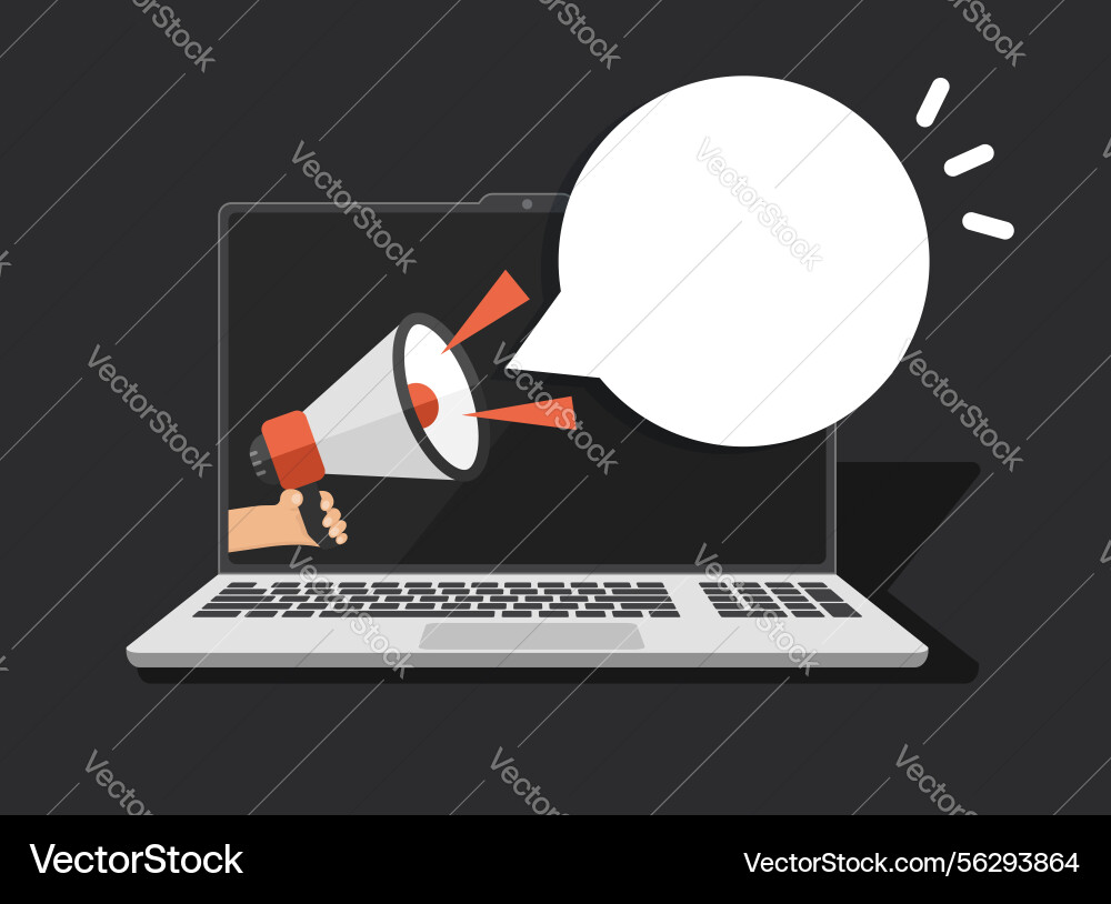 Laptop notification icon in flat style computer Laptop notification icon in flat style computer Vector Image