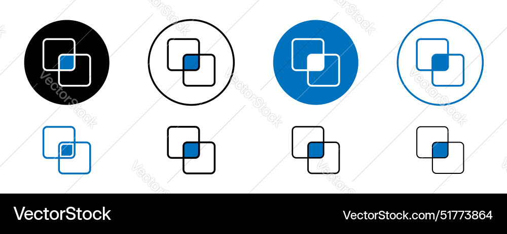 Object intersect icon set common area symbol Vector Image