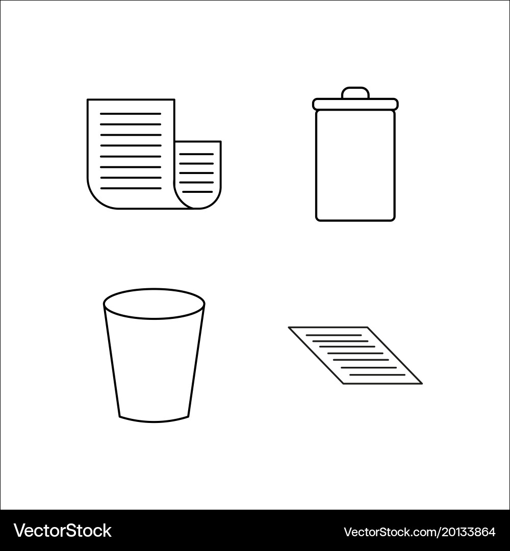 Office simple linear icon setsimple outline icons vector image