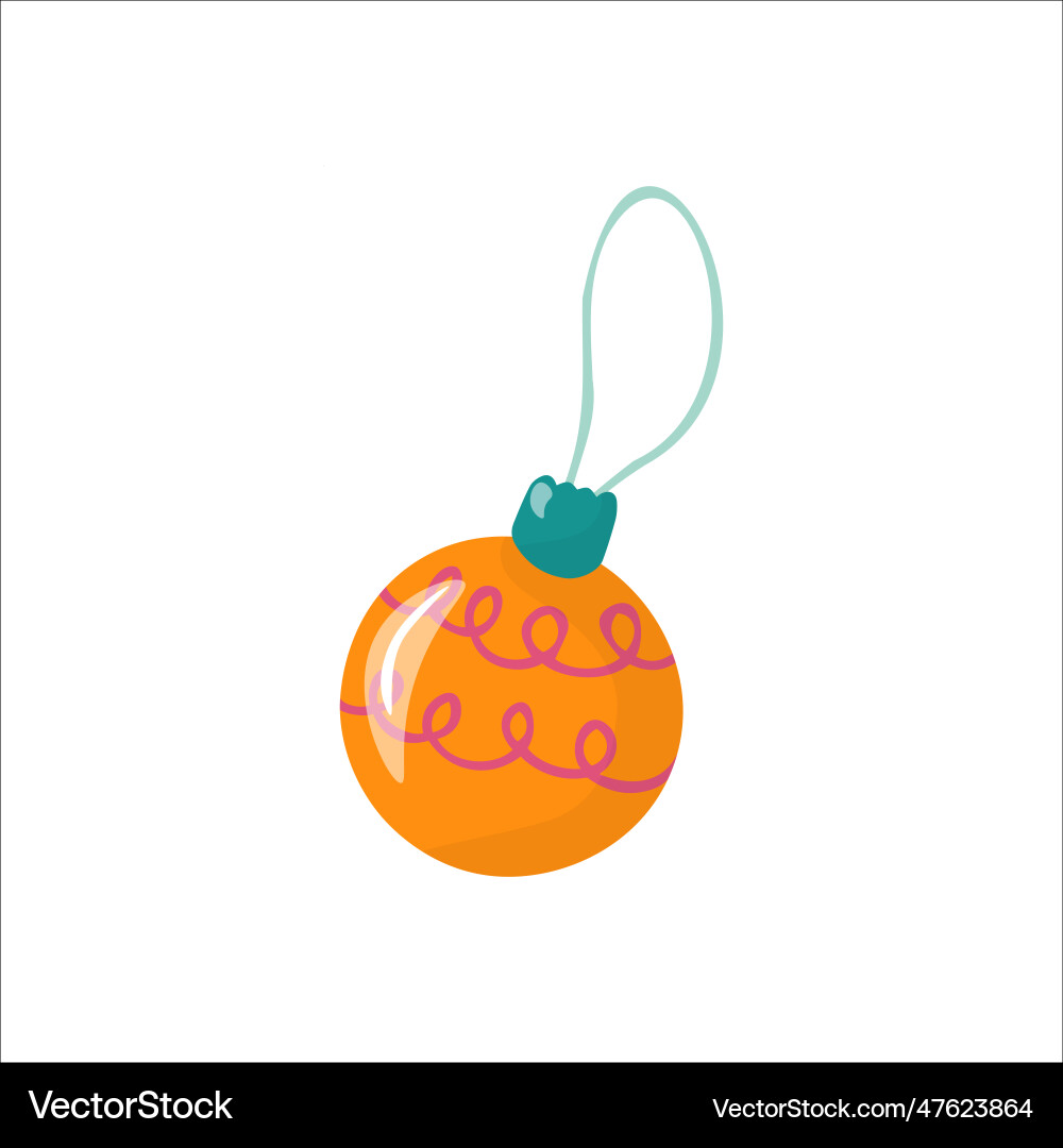 Orange christmas ball icon holiday background Orange christmas ball icon holiday background vector image