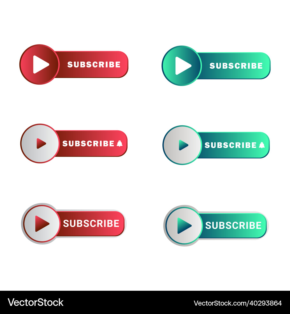 Red and green subscribe button in flat style Red and green subscribe button in flat style vector image