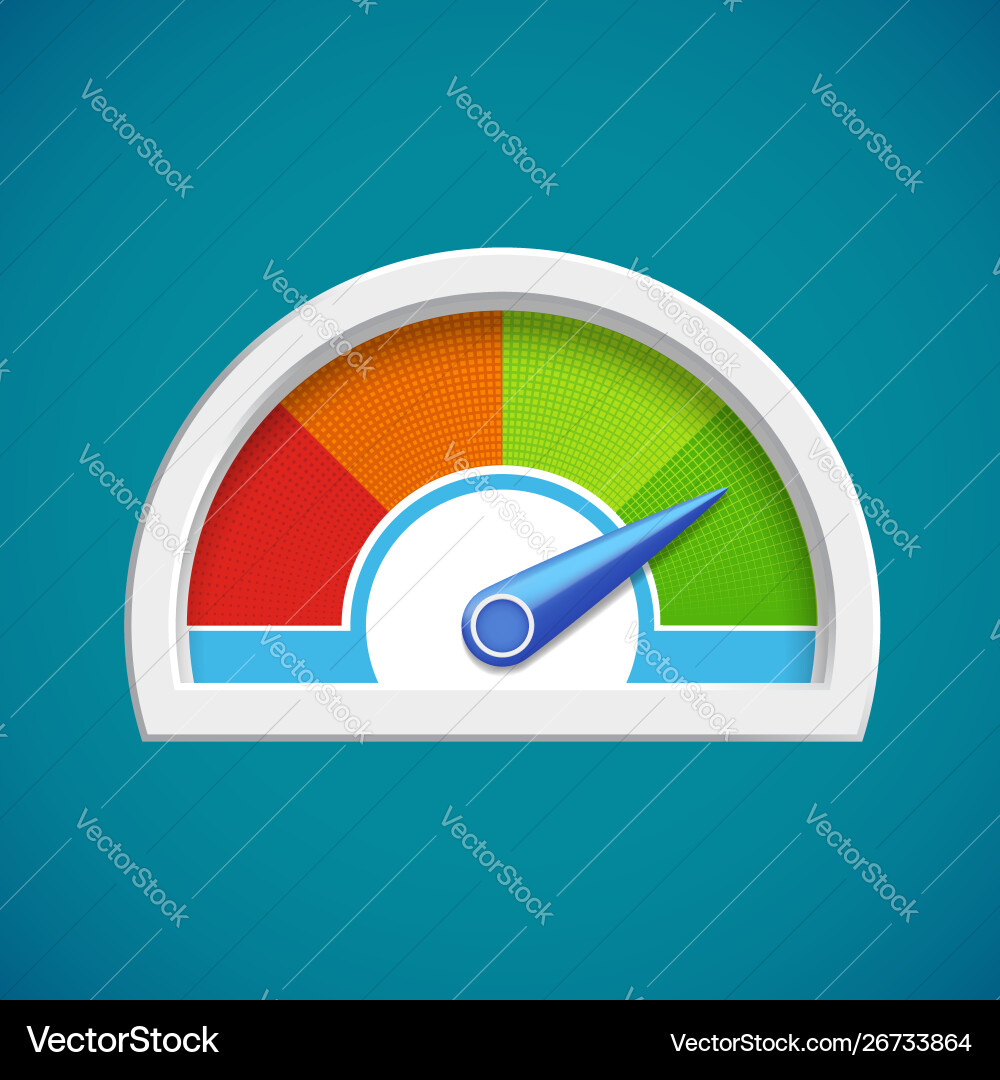 Score rating scale with arrow icon gauge vector image