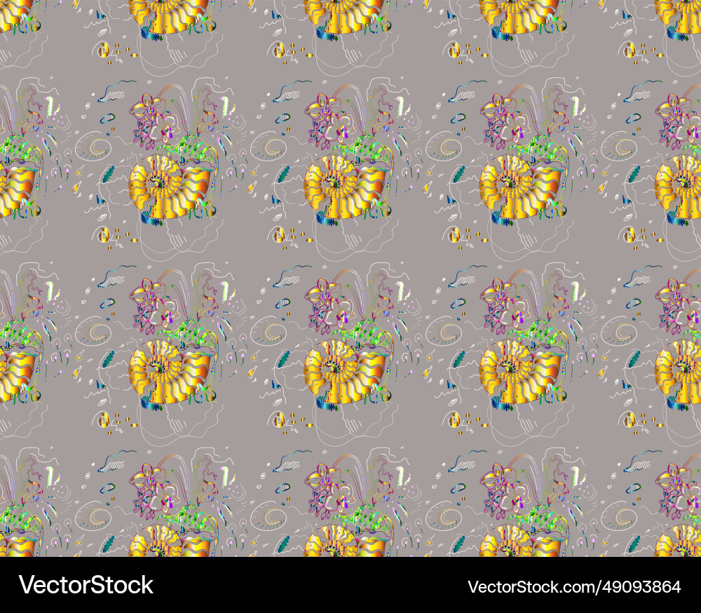 Seamless pattern with abstract snails perfect Vector Image