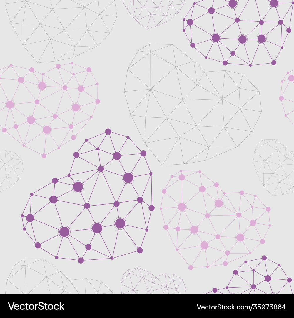 Seamless pattern with heart made connected dots Seamless pattern with heart made connected dots vector image
