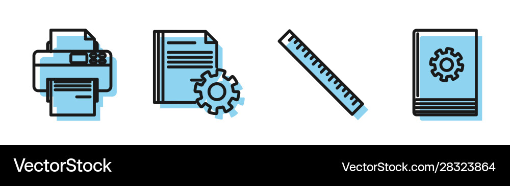 Set line ruler printer document settings Set line ruler printer document settings vector image
