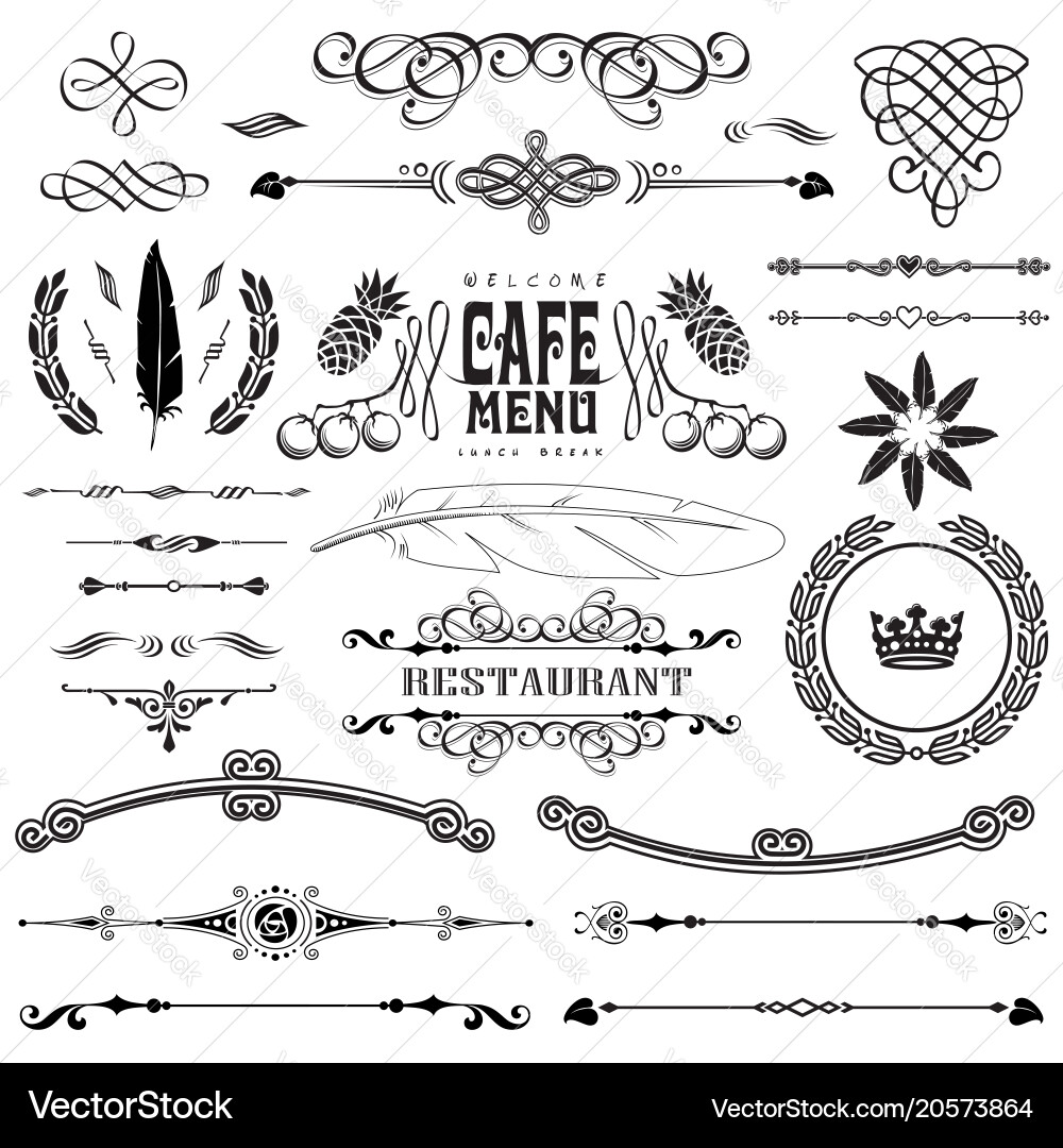 Set of calligraphic design elements page Vector Image