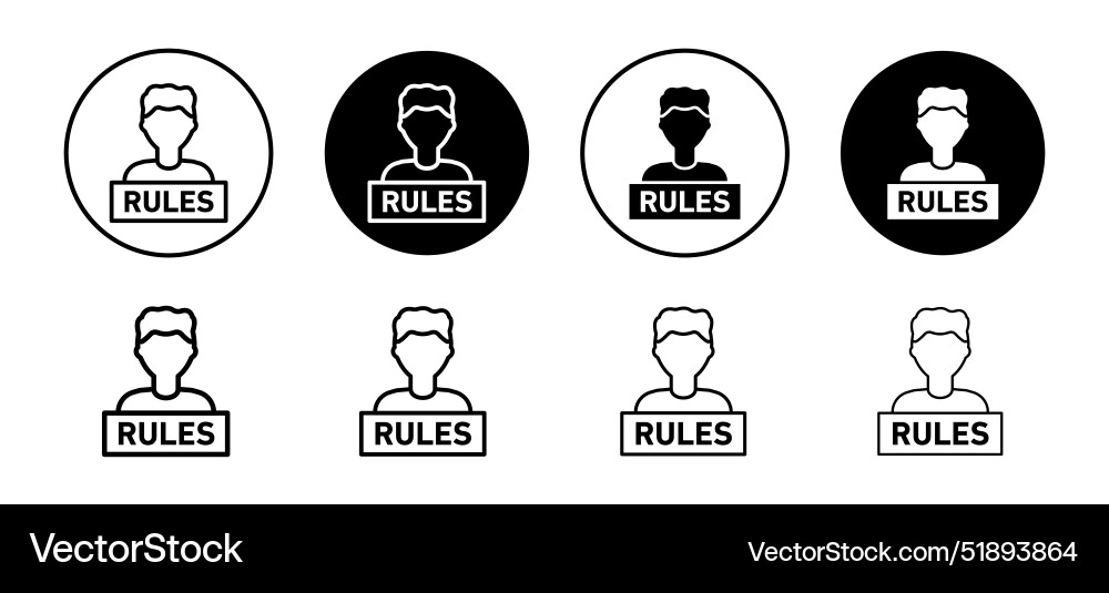 Text rules icon set collection outline vector image