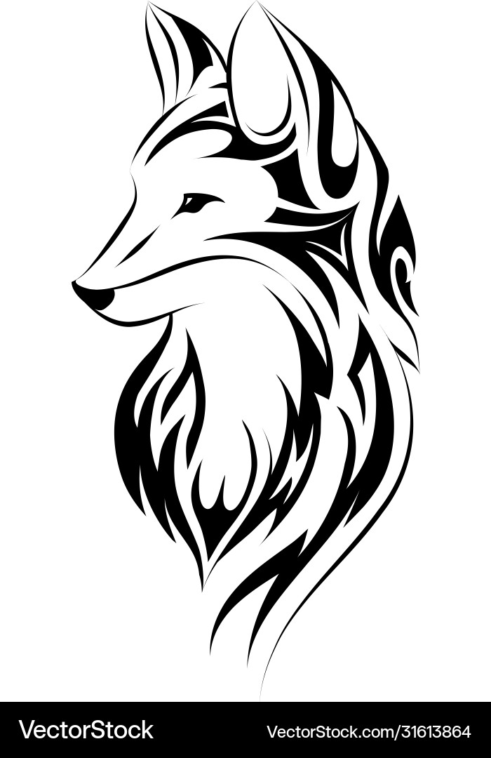 Tribal Fox Head Tattoo Vector Image