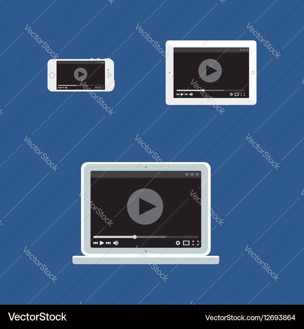 Web template of adaptive video form vector image