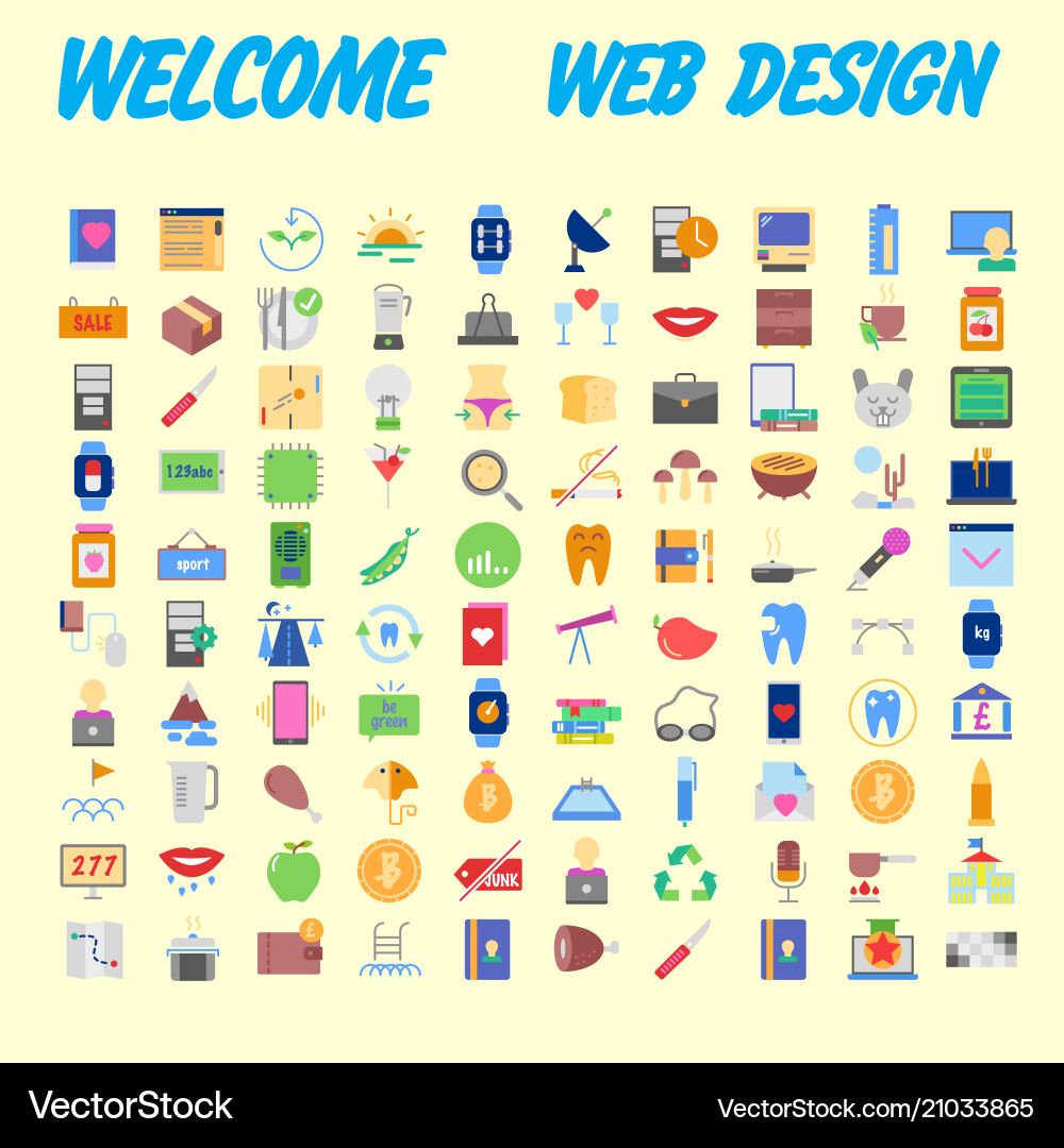 100 universal icons for web design on different 100 universal icons for web design on different Vector Image