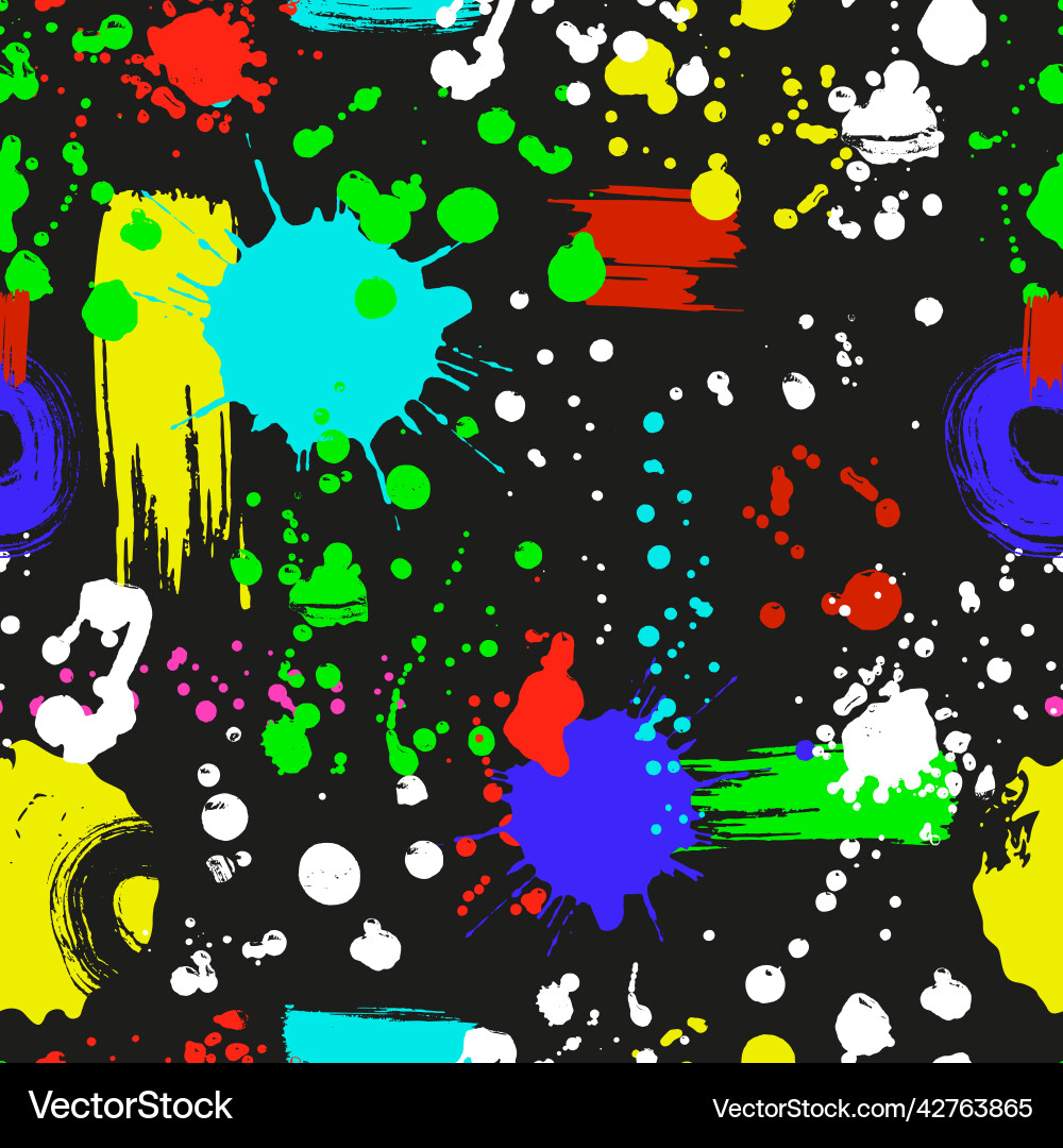 Brush paint blobs seamless pattern graffiti Brush paint blobs seamless pattern graffiti vector image