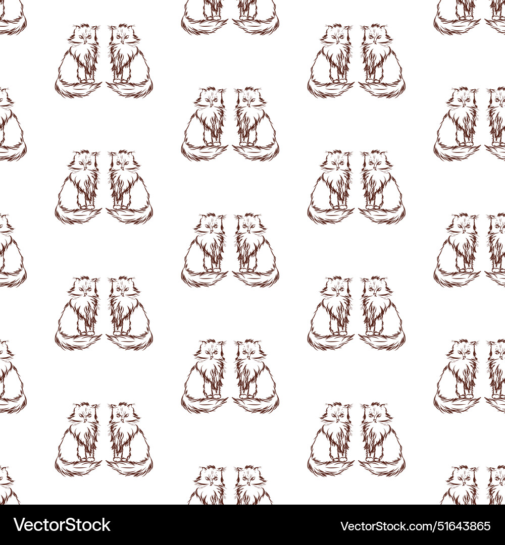 Cat in doodle style simple seamless pattern Vector Image