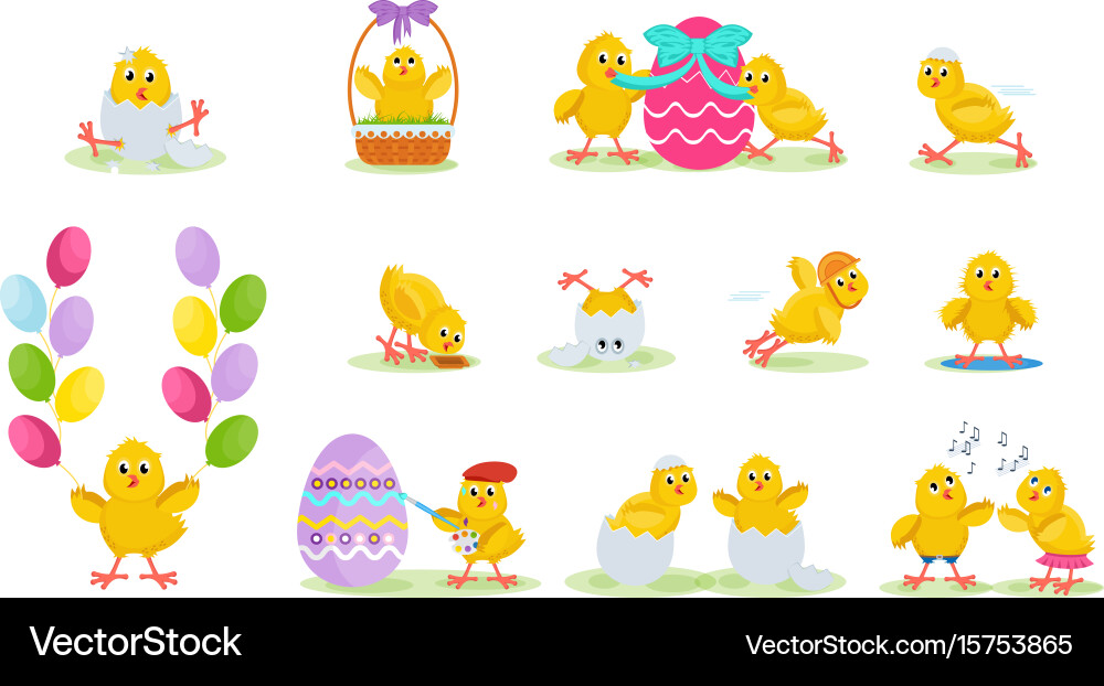 Cheerful Easter Chickens Vector Image