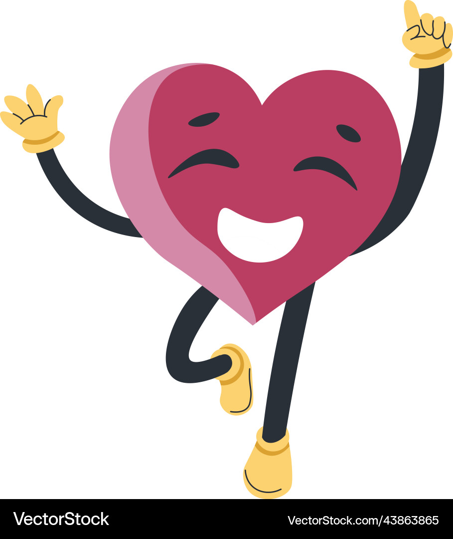 Cheering heart characters jumping and smiling Cheering heart characters jumping and smiling vector image