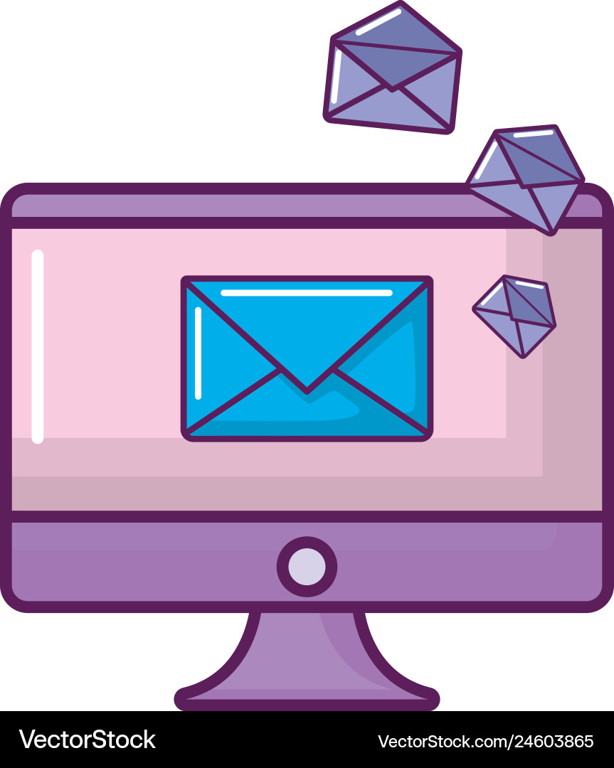 Computer monitor with envelopes Vector Image