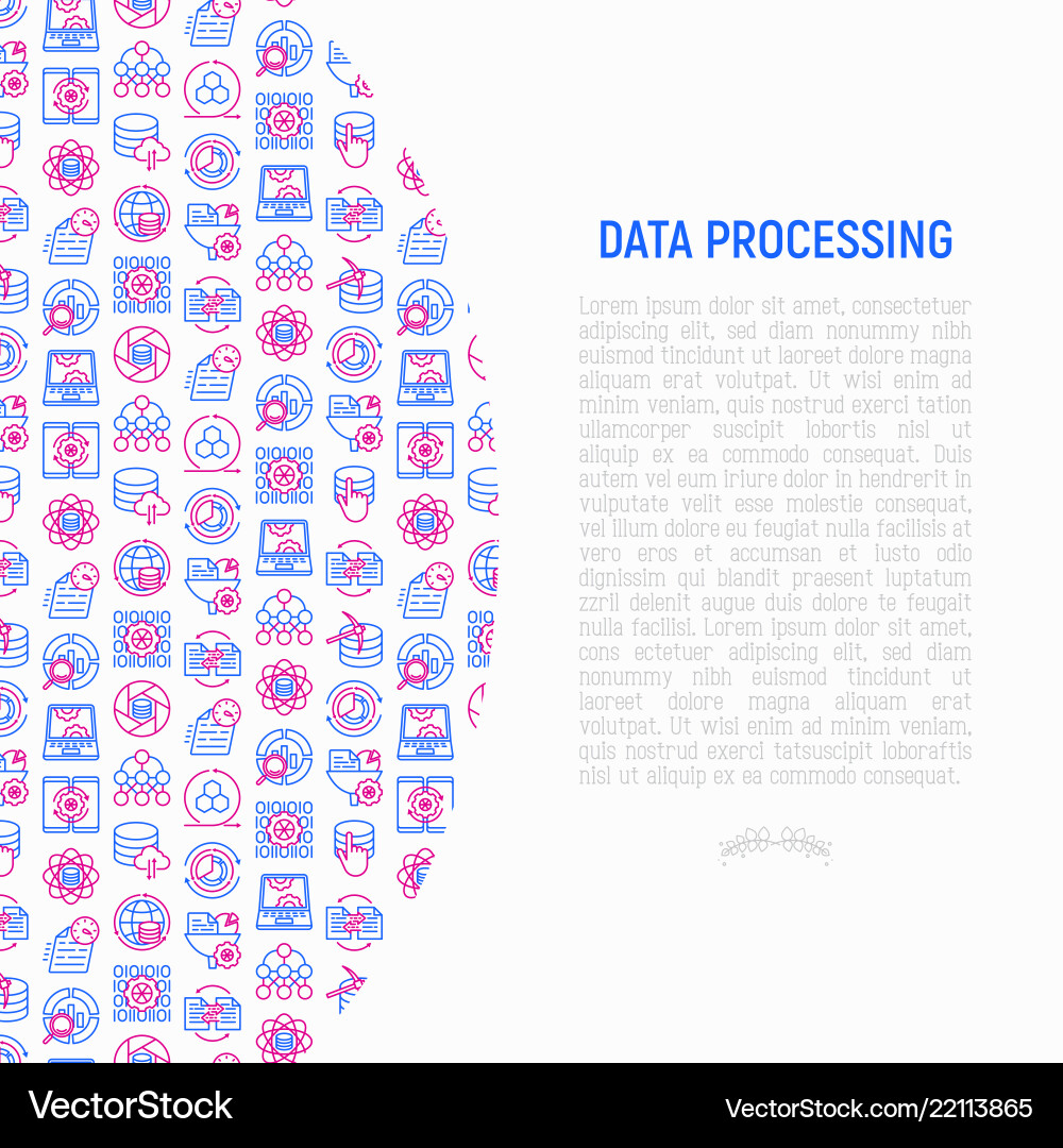 Data processing concept with thin line icons Data processing concept with thin line icons vector image