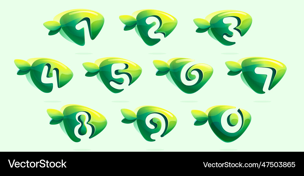 Environment friendly numbers set 3d realistic Vector Image