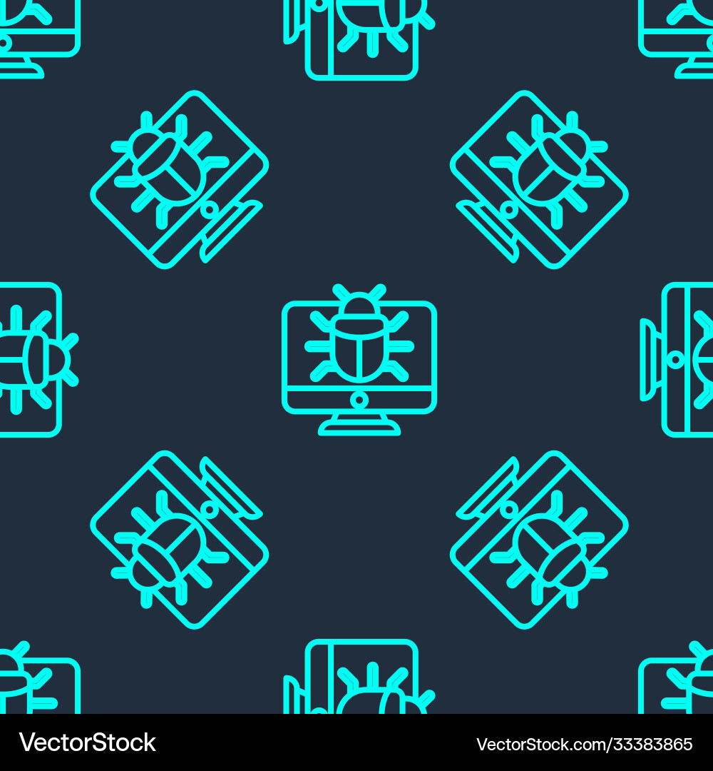 Green line system bug on monitor icon isolated Green line system bug on monitor icon isolated Vector Image