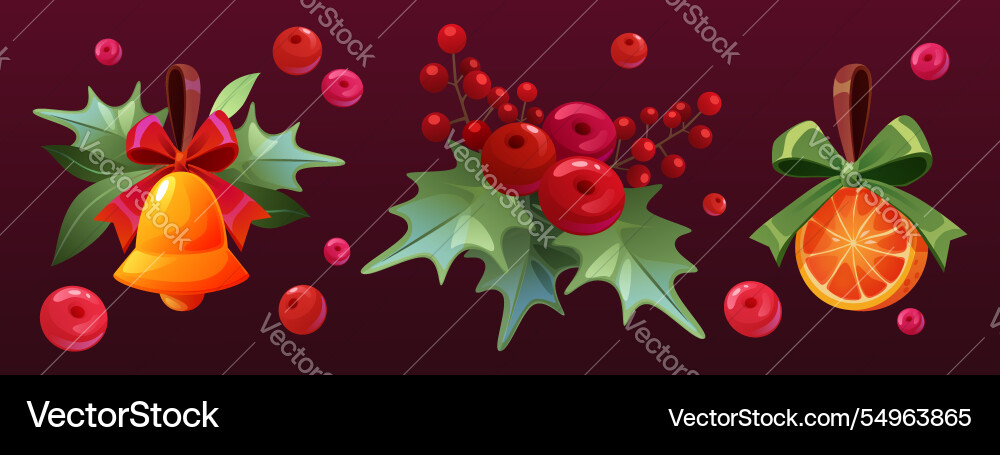 Holly berry christmas set Holly berry christmas set vector image