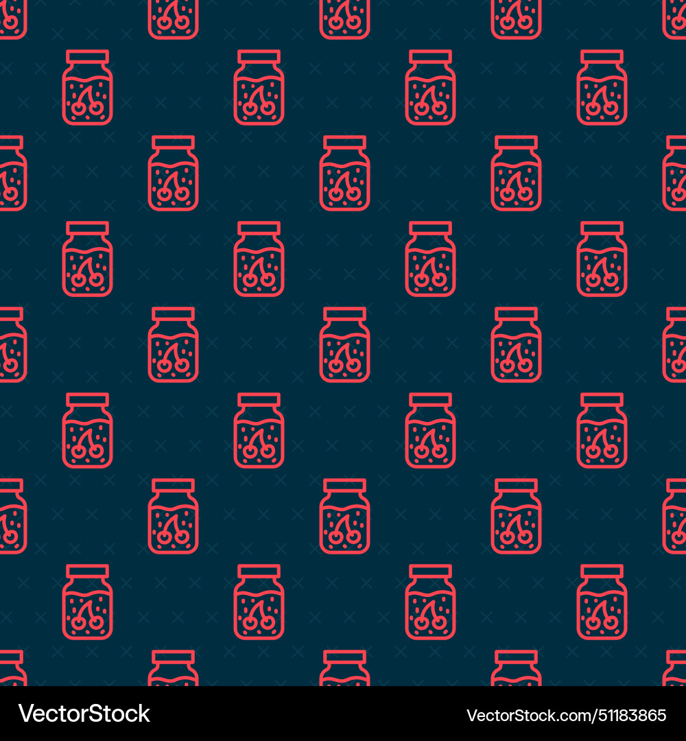 Red line jam jar icon isolated seamless pattern Vector Image