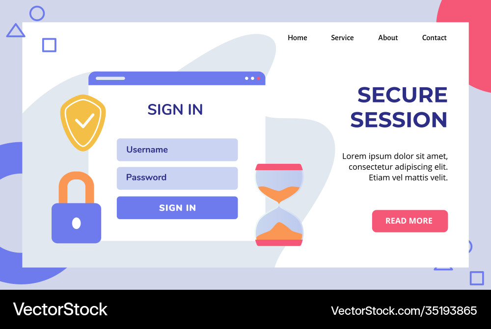 Secure session user name password sign in access Secure session user name password sign in access vector image