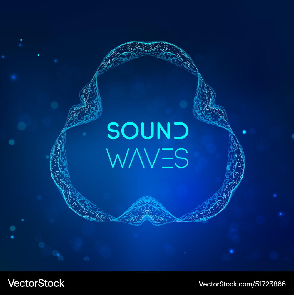 Blue sound waves with abstract pattern Vector Image