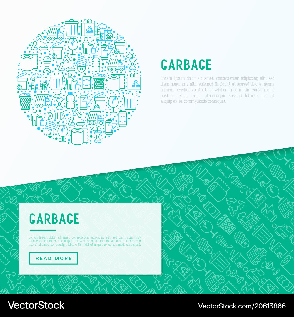 Garbage concept in circle with thin line icons Garbage concept in circle with thin line icons vector image