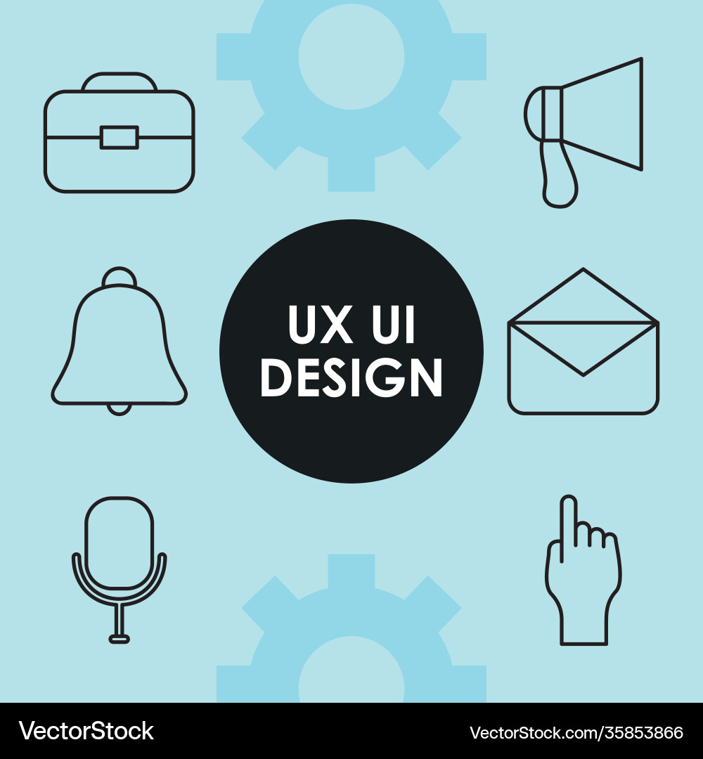 Icon set ux ui line icons style Icon set ux ui line icons style vector image