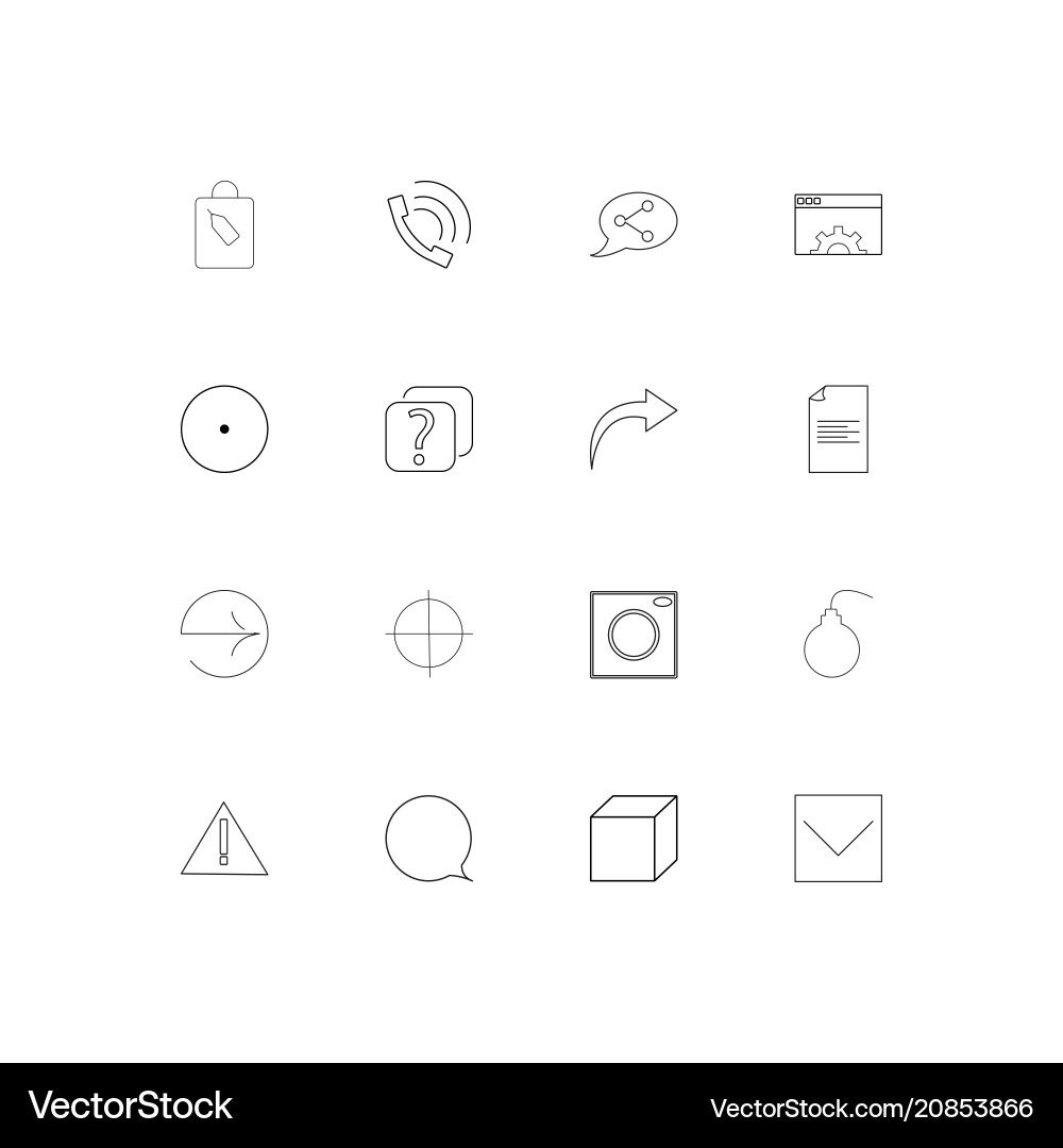 Interface linear thin icons set outlined simple Vector Image
