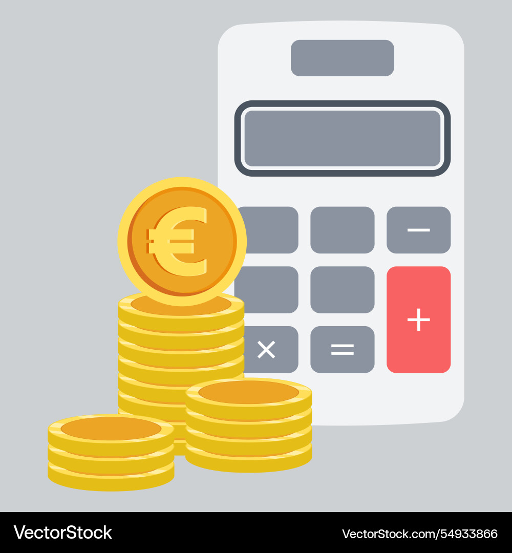 Isolated electronic calculator with stack of coins Isolated electronic calculator with stack of coins vector image