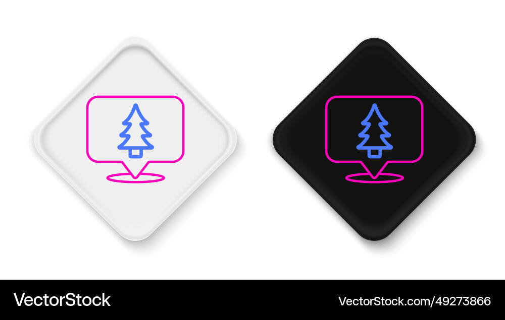 Line location of the forest on a map icon vector image