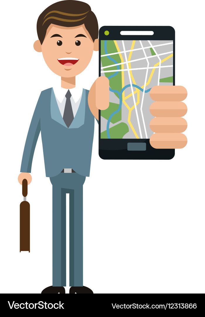 Man and smartphone with gps app design Vector Image