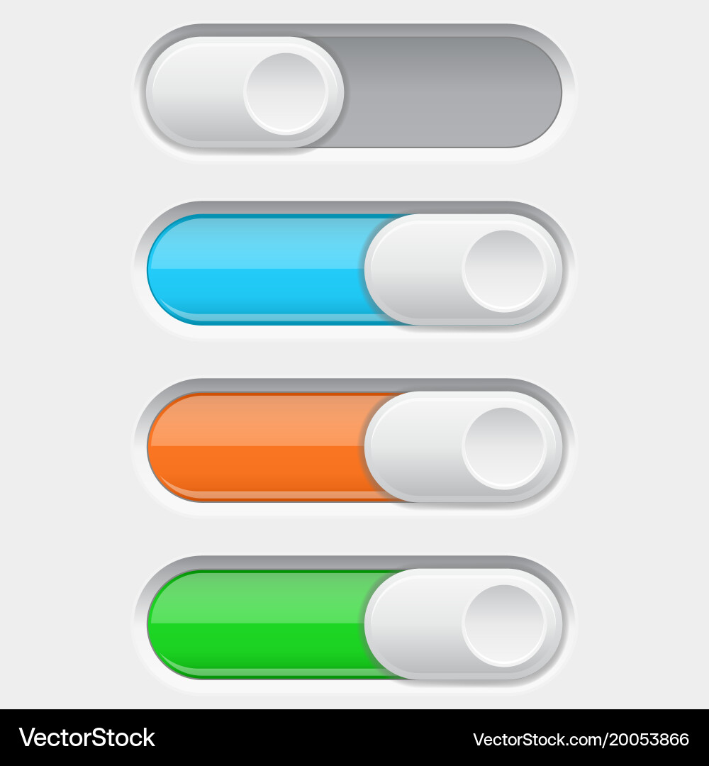 On and off slider buttons colored vector image