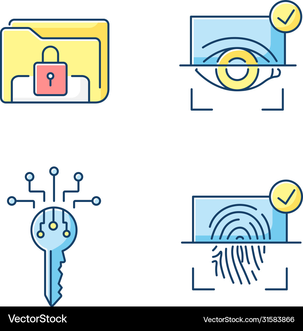 Personal information protection rgb color icons Personal information protection rgb color icons vector image