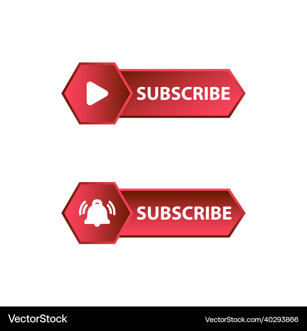 Red subscribe button in flat style metallic Red subscribe button in flat style metallic vector image