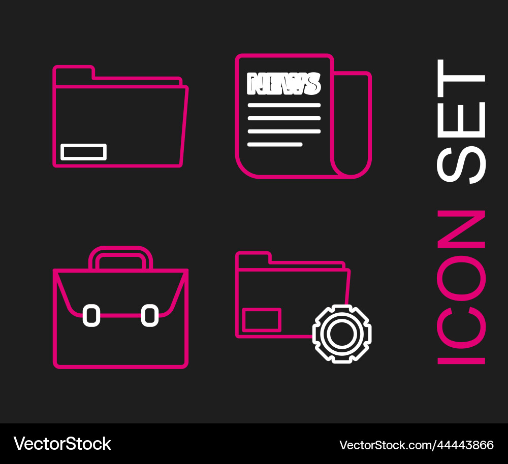 Set line folder settings with gears briefcase Set line folder settings with gears briefcase vector image